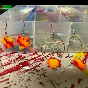 Fall leaf earrings. Hoops and dangly ones